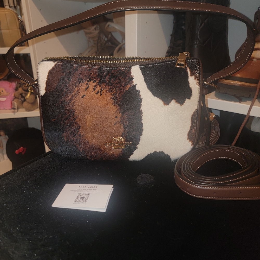 Coach Kailey Shoulder Bag With Cow Print And Tassel - Picture 5 of 7